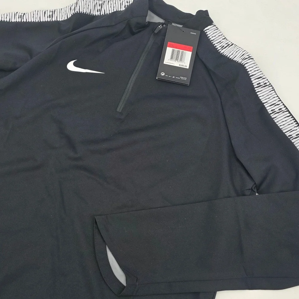 NIKE SHIELD SOCCER 1/4 ZIP YOUTH BOYS LARGE BLACK WHITE PERFORMANCE MOCK NEW!!